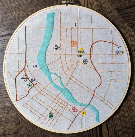 Embroidery Map, Abstract Embroidery, Book Binding, Map Art, Crafts Ideas, Diy Inspiration, Art Diy, Cross Stitch Embroidery, Embroidery Stitches