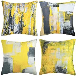 Yellow Pillow Covers, Cushion Couch, Yellow Throw Pillows, Yellow Cushions, Grey Throw Pillows, Yellow Pillows, Home Decor Sets, Couch Set, Garden Pillows