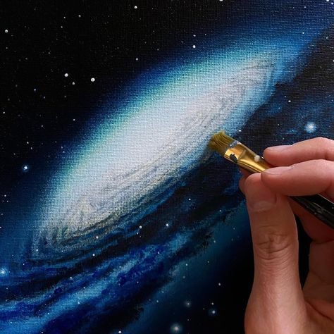 C O S M I C ✨ A R T I S T on Instagram: “What do you create that inspires you? ✨I loved creating “Stellar” so much that I am making a second in a larger size. Painting galaxies is…” Andromeda Galaxy Painting, Painting Galaxies, Paint Practice, Universe Painting, Nebula Painting, Andromeda Galaxy, Classical Conversations, Galaxy Painting, Painting Inspo