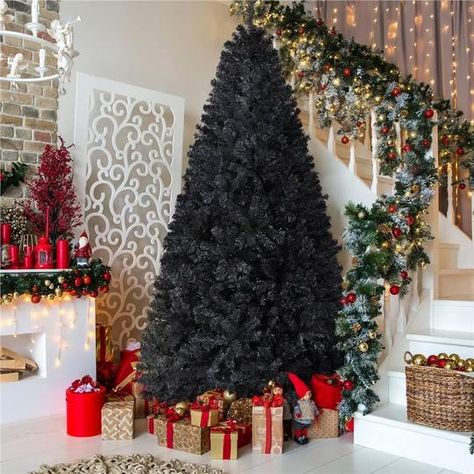 All Black Christmas Tree, All Black Christmas, White Artificial Christmas Tree, Black Christmas Tree, Halloween Themes Decorations, Black Spruce, Christmas Tree Wallpaper, Spruce Christmas Tree, Snowy Christmas Tree