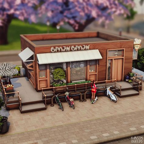 Sims 4 Restaurant Layout, Sims 4 Cafe Ideas, Sims 4 Cafe, Small Restaurant Interior, Laundry Cafe, Restaurant Layout, The Sims 4 Lots, Sims Builds, Small Restaurant