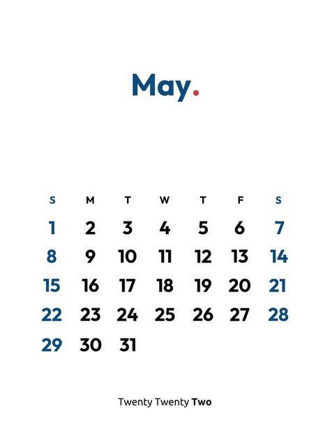 May 2022 Monthly Simple Calendar April Calander 2023 Design, May Calendar 2022, May Calendar Printable, Cute Calendar 2022, May 2021 Calendar, June 2021 Calendar, May Calendar, Simple Calendar, Phone Organization