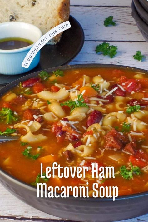 Ham Tomato Soup, Ham And Macaroni Soup, Ham Noodle Soup Recipes, Soup Using Leftover Ham, Soup With Ham In It, Soup Recipes With Ham, Leftover Ham Soup, Recipes Using Ham, Macaroni And Tomatoes