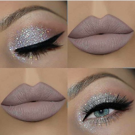 Makeup Ideas Silver Glitter, Ballroom Makeup, Cheer Makeup, Wedding Makeup Bride, Grey Eyeshadow, Silver Makeup, Wedding Eye Makeup, Best Wedding Makeup, Prom Eye Makeup