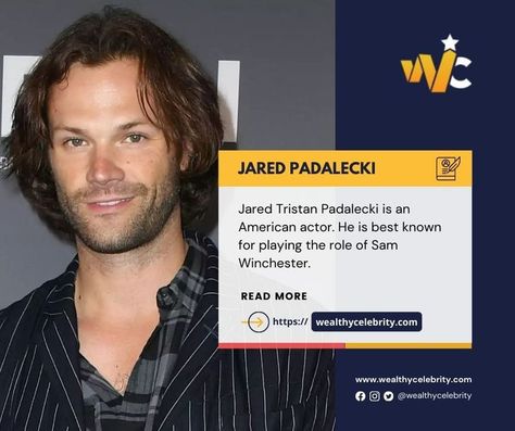 Jared Tristan Padalecki is an American actor. He is best known for playing the role of Sam Winchester in the TV series Supernatural. #jaredpadalecki #wealthycelebrity Jared Padalecki Height, Richest Actors, Sam Winchester, Jared Padalecki, Famous Celebrities, American Actors, Winchester, Net Worth, Comedians