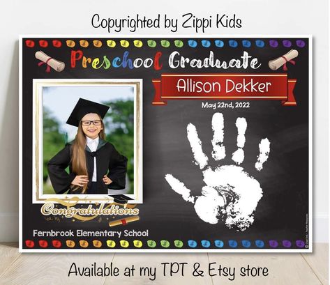 Kindergarten Graduation Certificate, Kindergarten Certificates, Preschool Certificates, Kindergarten Diploma, Preschool Diploma, Graduation Chalkboard, Handprint Keepsake, Graduation Certificate, Pre K Graduation