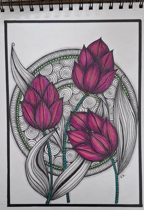 Sketchpen Drawings Ideas Aesthetic, Unique Mandala Drawing, Food Art Painting, Pen Art Work, Doodle Art Flowers, Easy Mandala Drawing, Zentangle Artwork, Mandala Art Therapy, Art Painting Tools