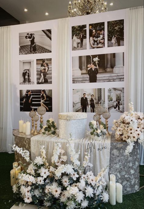 Picture Collage Wedding Display, Wedding Photo Set Up, Photography Expo Booth, Wedding Exhibition Booth Design, Photo Collage Backdrop, Wedding Display Ideas, Bridal Expo Booth, Photo Display Wedding, Wedding Vendors Booth