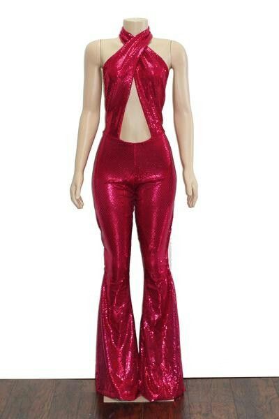 Disco Haute Couture, Red Sparkle Pants, 70s Jumpsuits For Women Disco, Disco Suit Woman, 70s Catsuit, Red Disco Outfit, 70s Sparkle Outfit, 70s Stage Outfit, Gogo Dancer Outfits 70s