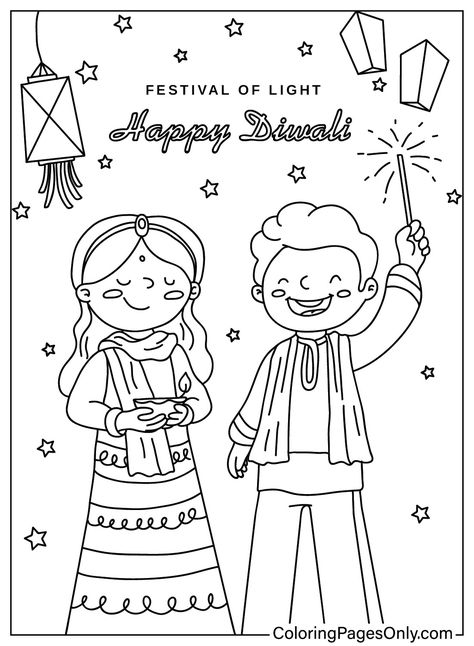 Diwali Art Coloring Page Diwali Coloring Pages, Diwali Colours, Diwali Art, Holiday Coloring Pages, Hindu Festival Of Lights, Coloring Activities, Hindu Festival, Rangoli Patterns, December Holidays