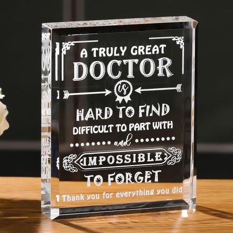 PRICES MAY VARY. 💕Doctor Appreciation Plaque: Doctors are angels who save lives and heal the wounded. When we or our family or friends are treated by doctors, we want to express our gratitude, then this crystal plaque is the perfect doctor gifts for you 💕Unique Gifts for Doctors - Are you looking for the perfect gifts for a doctor? Whether you’re buying birthday presents for doctor, thank you gift for doctor, Christmas gifts for doctor, retirement gifts for doctors, doctor graduation gifts, or Doctors Day Ideas Gifts, Gifts For A Doctor, Gift Ideas For Doctors, Doctor Gift Ideas, Presents For Doctors, Gifts For Doctor, Doctor Retirement, Doctor Graduation Gift, Doctor Graduation