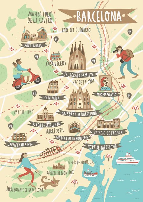 Map of Barcelona :: Behance Barcelona Map Illustration, Barcelona Tourist Map, Barcelona Souvenirs, Barcelona Spain Itinerary, Barcelona City Map, Barcelona Illustration, Editorial Advertising, Barcelona Map, Barcelona Trip