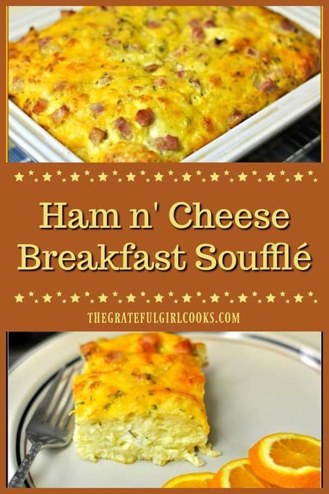 Breakfast Bake Recipes, Breakfast Souffle, Cheese Souffle Recipes, Egg And Cheese Casserole, Ham Breakfast Casserole, Baked Omelette, Recipes Eggs, Baked Dish, Brunch Bake