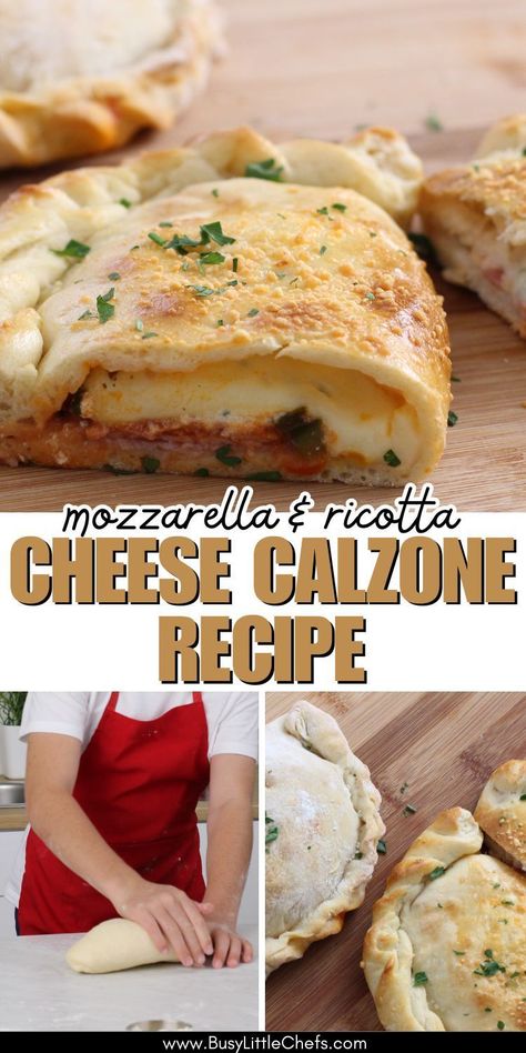 Got a pizza lover at home? Try this easy Italian mozzarella & ricotta cheese calzone recipe, it’s super yummy! This cheese calzone recipe can be made with store-bought or homemade pizza dough, roll it out, then add ricotta, mozzarella & parmesan cheese.  Delicious quick dinner ideas, healthy family meals, fun cooking with kids! ‘Homemade easy calzones with pizza dough recipe. Quick busy mom weeknight meals for families. Fast, simple school lunch ideas or kid snacks. Kid dinner ideas Cheese Calzones With Pizza Dough, Meals To Make With Ricotta Cheese, How To Make A Calzone With Pizza Dough, Calzone With Pizza Dough Pillsbury, Calzones With Pizza Dough Ricotta, Homemade Calzones With Pizza Dough, Easy Calzones With Pizza Dough, Calzone Recipe With Ricotta Cheese, Cheese Calzone Recipe Ricotta