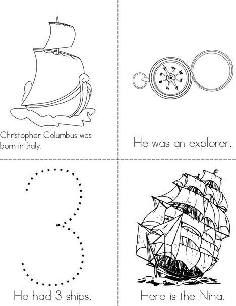 Columbus Day Mini Book from TwistyNoodle.com Christopher Columbus Craft Preschool, Christopher Columbus Kindergarten, Christopher Columbus Worksheets, Christopher Columbus Activities, Kindergarten Addition Worksheets, Addition Kindergarten, 1st Grade Activities, Kindergarten Social Studies, Homeschool Social Studies