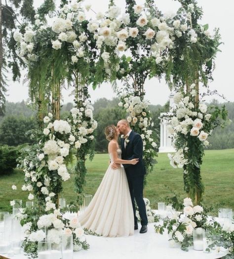 Wedding Hall Reception, Green Wedding Ceremony, Gazebo Wedding Decorations, Princess Wedding Theme, Wedding Walk, Setting Table, The Wedding, Gazebo Wedding, Extravagant Wedding