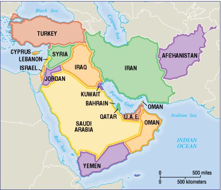 South West Asia (Middle East) Southwest Asia Map, West Asia Map, World Map Picture, Middle East Map, World Map Continents, Syria Map, Ancient Iran, Qatar Travel, Korea Map