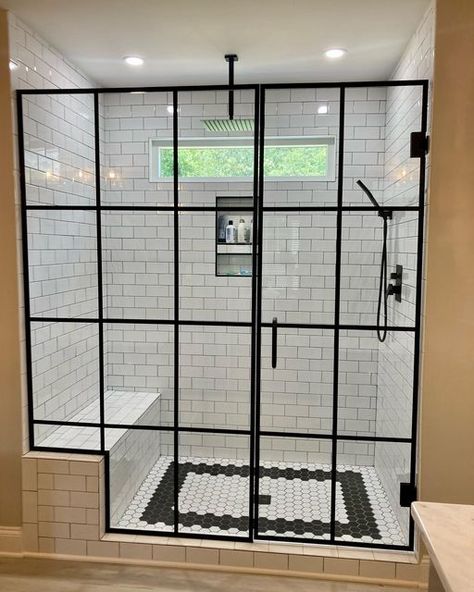 Carolina Glass & Mirror on Instagram: "Hello beauty! 😏✨👏" Shower With A Window In It, Shower With A Window, Shower With Window, Villa Bathroom, Country Bathrooms, Glass Shower Wall, Bathroom 2024, Bathroom Shower Doors, Shower Renovation