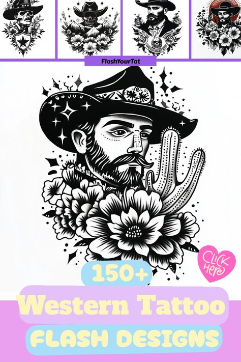 Discover a stunning collection of American traditional Western tattoo flash art. Get inspired by classic cowboy tattoo designs and small flash tattoo ideas with a Western twist. Whether you're into fine line or traditional styles, these Western flash tattoos are sure to add some adventurous flair to your ink collection. Explore the bold simplicity of Western tattoo flash sheets and find the perfect design for your next piece! Ideal for men looking for rugged and timeless tattoo inspiration. Western Sleeve Tattoo For Men, American Traditional Western, American Traditional Western Tattoo, Small Flash Tattoo Ideas, Small Flash Tattoo, Traditional Western Tattoo, Tattoo Flash Ideas, Western Flash, Flash Tattoo Ideas