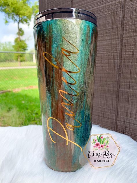 Distressed Tumbler Ideas, Olive Green Tumbler Ideas, Teal Tumbler Ideas, Emerald Green Tumbler Ideas, Western Cups, Distressed Tumbler, Olive Green Tumbler Cups, Epoxy Mugs, Dark Green Glitter Tumbler