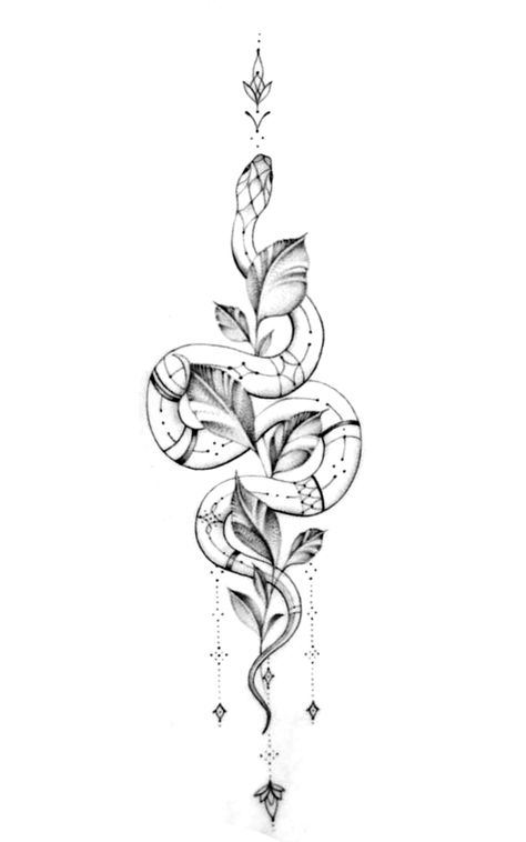 Spine Tattoo Snake And Flowers, Snake Tree Tattoo, Feminine Snake Tattoo Arm, Mystical Snake Tattoo, Snake Back Tattoo Women Spine, Kundalini Tattoo Snakes, Spine Snake Tattoo, Snake Tattoo Spine, Snake Between Breast Tattoo