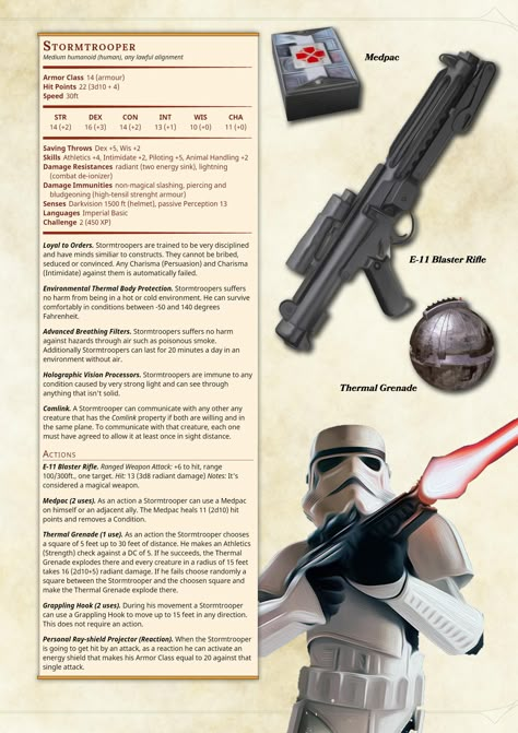 [Homebrew] Stormtrooper Dnd Star Wars, Statblock 5e, Dnd Space, Dnd Star Wars Homebrew, Dnd 5e Stat Blocks, Star Wars 5e, Dnd Monster Stat Block, D&d Star Wars, Star Wars Infographic