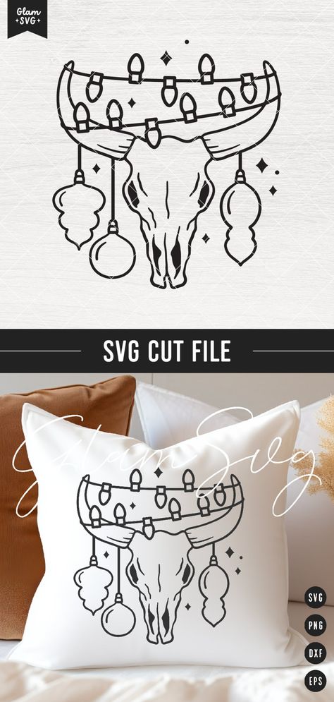 Western Christmas Bull Skull SVG Christmas Lights Skull SVG - Etsy Canada Western Christmas Svg, Cricut Christmas Ornaments, Bull Skull Svg, Coloring Page Christmas, Christmas Ornaments Svg, Skull Svg, Cricut Christmas, Bull Skull, Wood Burning Art