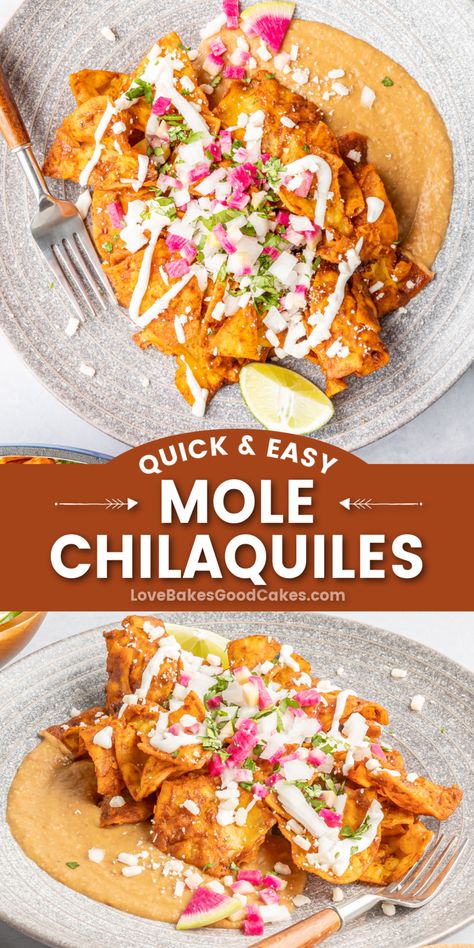 Mole Chilaquiles pin collage Chilaquiles Recipe, Easy Skillet Dinner, Best Easy Dinner Recipes, Crispy Chips, Cooking Dinner, Popular Recipes, Easy Dinner, Easy Dinner Recipes, Yummy Dinners