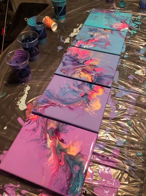 Acrylic Pour Blowout, Spill Art, Paint Spill, Pour Paint, Acrylic Painting Diy, Splatter Art, Flow Painting, Art And Craft Videos, Acrylic Pouring Art