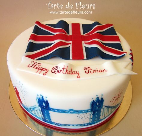 Union Jack Cake Ideas, London Cake Ideas, Union Jack Cake, England Cake, Marine Cake, Usa Cake, Uk Party, British Cake, Birthday Cake Design