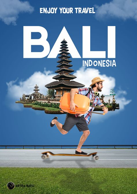 Tour and Travel flyer and poster by Dany Swasono Travel Tour Poster Design, Travel Design Poster, Travel Advertising Design, Bali Travel Photography, Visit Bali, Travel Flyer, Digital Advertising Design, Minimal Travel, Travel Advertising