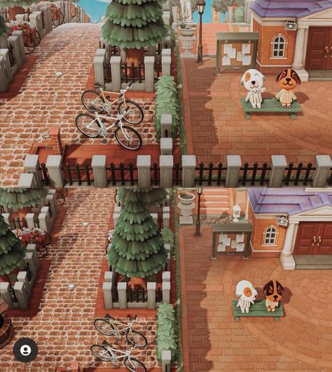 Fall Cottagecore, Plaza Design, Animal Crossing Guide, Acnh Inspiration, Animal Crossing Wild World, Animal Crossing Inspiration, Animal Crossing Villagers, Stone Path, New Animal Crossing