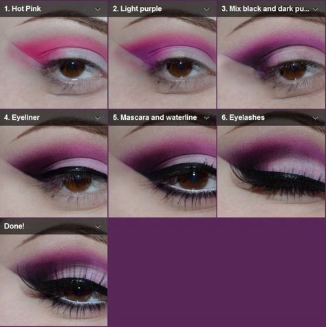 Pink And Purple Makeup, Purple Makeup Tutorial, Perfect Makeup Tutorial, Makeup Brush Case, Makeup Pictorial, Eyeshadow For Blue Eyes, Purple Makeup, Purple Eyeshadow, Stunning Makeup