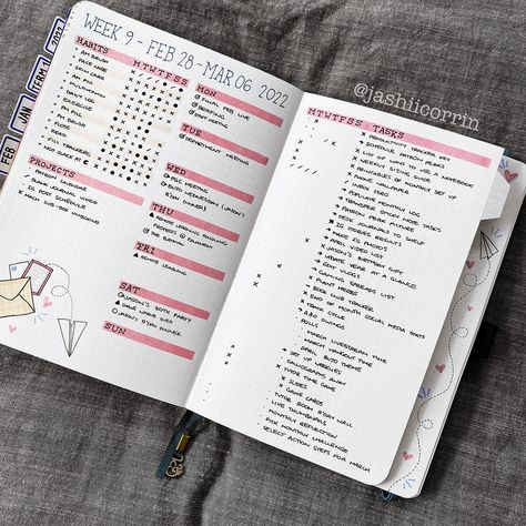 50+ Bullet Journal Weekly Spread Ideas To Inspire You Daily Bullet Journal Layout Ideas, Bullet Journal To Do List Layout, Bullet Journal Planner Layout, Bullet Journal Weekly Spread Minimalist, Bujo Weekly Spread Layout, Weekly Layout Bullet Journal, Bullet Journal To Do List, Weekly Bullet Journal Layout, To Do List Bullet Journal