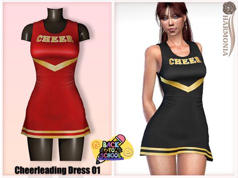 Sims 4 Football Uniform, Sims 4 Cheerleader Outfit, Sims Cheerleader, Sims 4 Cheerleader, Sims 4 Cheerleader Cc, Cheerleading Dress, School Cheerleading, Cheer Outfits, Football Uniform