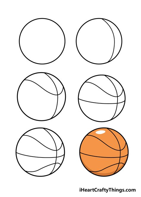 Basketball Drawing - How To Draw A Basketball Step By Step Simple Basketball Drawing, How To Draw A Basketball, Basketball Painting Ideas On Canvas, Basketball Drawings Easy, Basketball Ball Drawing, Ball Drawing Easy, Draw A Basketball, Basketball Doodle, Painting Bottles