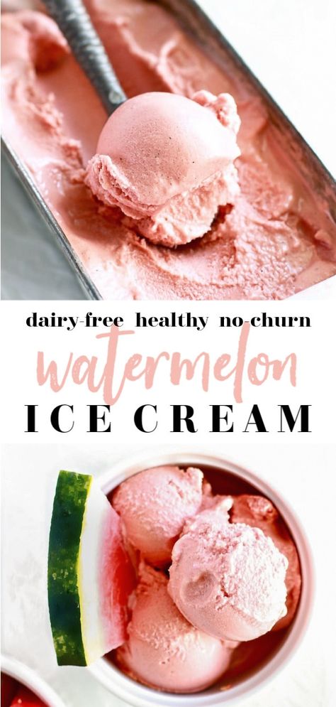 Watermelon Ice Cream Recipe, Ice Cream No Machine, Watermelon Ice Cream, Frozen Watermelon, Healthy Summer Desserts, Dairy Free Ice Cream, Mint Ice Cream, Watermelon Mint, Watermelon Ice