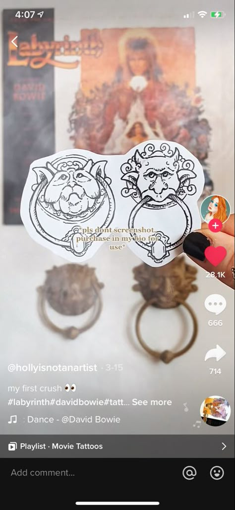 Jim Henson Labyrinth Tattoo, Matching Labyrinth Tattoos, Labyrinth Door Knockers Tattoo, Jim Henson Tattoo, Labyrinth Tattoo Movie, Labrynth Tattoo Labyrinth Movie, Labyrinth Tattoo Ideas, Labyrinth Tattoo, Jim Henson Labyrinth