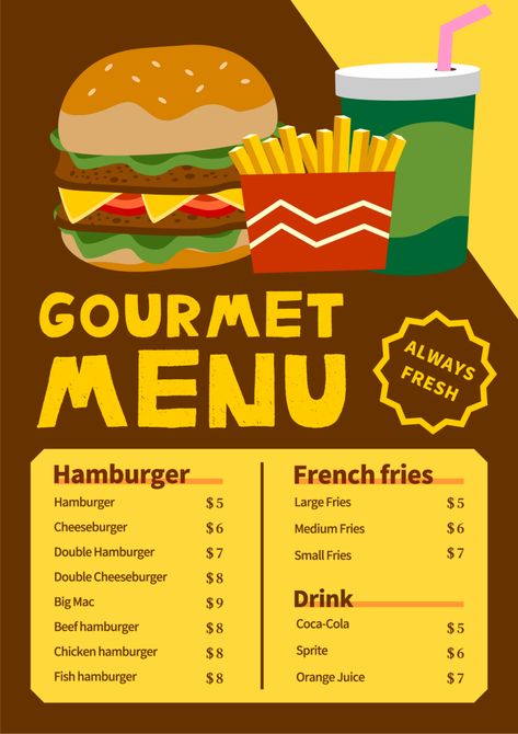 clipart style food menu burger fries drink#pikbest# Burger With Fries Aesthetic, Burger Menu Ideas, Burger Menu Design, Poster Burger, Burger Names, Burger Business, Drink Image, Papan Menu, Chicken Hamburger