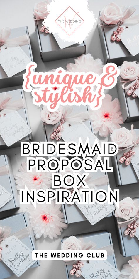 Searching for bridesmaid proposal ideas that stand out? Our guide offers stylish and unique bridesmaid proposal box inspiration to help you craft the perfect box for your bridesmaids and maid of honor. Ideal for any wedding theme! Maid Of Honour Proposal Ideas, Unique Bridal Party Proposal Ideas, Fun Bridesmaid Proposal, Maid Of Honor Proposal Box Diy, Bridal Proposal Ideas, Cute Ways To Ask Bridesmaids, Luxury Bridesmaid Proposal, Maid Of Honor Proposal Ideas, Creative Bridesmaid Proposal Ideas