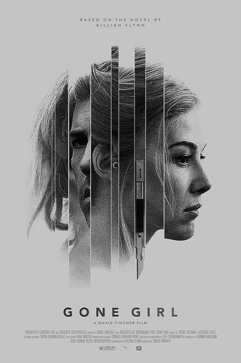 Gone Girl (2014) [665 1000] by RYVE Batman Prints, Joker Print, Girl Film, Best Movie Posters, Black And White Movie, Film Poster Design, Septième Art, Rosamund Pike, Movie Poster Wall