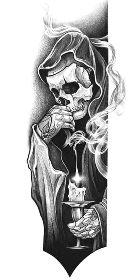 Tattoo Crane, Skull Art Tattoo, Grim Reaper Tattoo, Skull Sleeve Tattoos, Skull Sleeve, Cool Arm Tattoos, Skull Art Drawing, Chicano Art Tattoos, Skulls Drawing