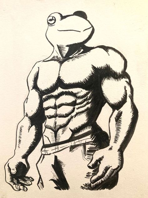 #buff #frog #art #sketch #sketchbook #sketchbookdrawing #pencil #pencilart #pencilsketch Buff Frog, Giga Chad, Frog Sketch, Dibujos Ideas, Drawing Commissions, Weird Drawings, Frog Drawing, Goofy Drawing, Body Sketches