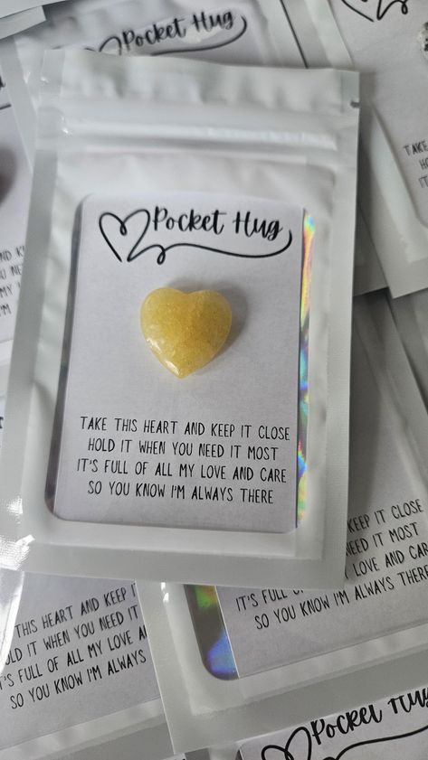 These worry stone favor packs make a great gift to give to classmates or for a parent or teacher to share with children and students!  Each individually packed 3x4.7 white holographic bag comes with one pocket hug card sheet that reads "take this heart and keep it close, hold it when you need it most, it's full of all my love and care so you know i'm always there" and one mini 0.8 inch heart shaped worry stone.   The packs are resealable.   The stones come in a variety of designs and colors.  I will include a mix of colors and options unless otherwise specified. Price is per 1 pack. Recommended age is 3+ as they contain small pieces that may be a choking hazard. If you have any questions or special requests, please reach out to me and I will be happy to accommodate them as best as possible Gifts For Student Teachers From Teacher, End Of Student Teaching Gifts For Kids, Pocket Hug Ideas, Student Teaching Gifts, Christmas Presents To Make, Mothers Day Cards Craft, Homemade Christmas Presents, Hug Card, Lake Hopatcong