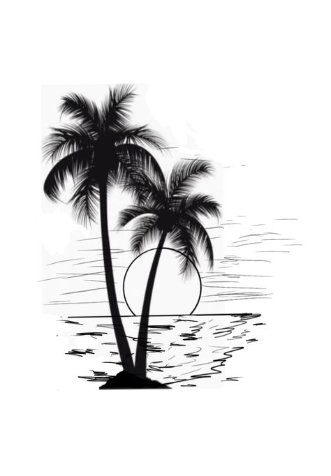 Coconut Tree Tattoo Design, Palm Tree Tattoo Stencil, Coconut Tree Tattoo, Palm Tree Outline, Palm Tree Sketch, Statue Of Liberty Tattoo, Eclectic Chandeliers, Beach Inspired Tattoos, Tree Silhouette Tattoo