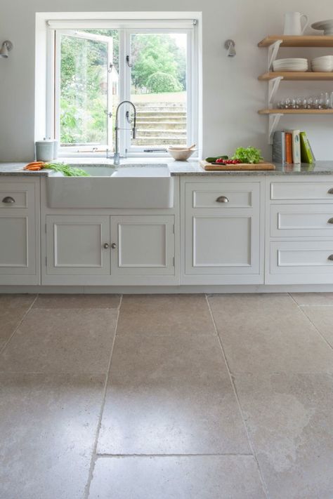 Ceramic Tile Floor Kitchen, Tile Floor Kitchen, Ceramic Tile Floor, Limestone Floor Tiles, Limestone Tiles, Mandarin Stone, French Limestone, Indoor Tile, Limestone Flooring