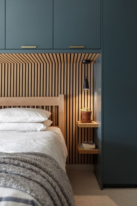 Storage Above Bed, Eco Bedroom, Bedroom With Storage, Fitted Bedrooms, Above Bed, Bespoke Kitchens, Bedroom Storage, Built Ins, Interior Design Projects