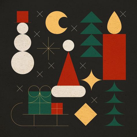 Christmas Illustration Simple, New Year Graphics, Christmas Graphic Design Poster, Graphic Christmas, Abstract Christmas, Holiday Branding, Advent Graphic Design, Creative Christmas Poster Graphic Design, Christmas Cards Design Graphics