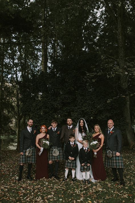 Cornish Tartan Wedding, Scottish Wedding Bridesmaids, Scottish Wedding Photography, Kilt Wedding Bridesmaids, Scottish Wedding Party, Kilt Wedding Party, Scottish Autumn Wedding, Scottish Wedding Aesthetic, Scottish Themed Wedding