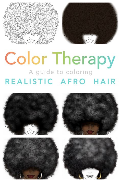 Realistic Afro Drawing, Painting Afro Hair Tutorial, How To Shade Afro Hair, Painting Afro Hair, How To Paint Afro Hair, Painted Curly Hair, How To Paint Black Hair, Drawing Afro Hair, How To Draw Afro Hair